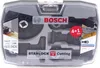 A clear plastic case containing a Bosch Starlock-Set Best of Cutting 5-piece set. Podgląd zdjęcia produktu