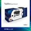 Product packaging for a BROLLUX TopBox aluminium electrical outlet strip. Produktbild-Vorschau