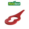 A red plastic trimmer blade is shown against a white background, with the Florabest logo above. Produktbild-Vorschau