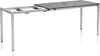 A table with a metal frame and a stone-like tabletop, partially extended. Produktbild-Vorschau