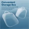 Two translucent white storage boxes for earbuds are shown against a light blue background with subtle wave patterns. Produktbild-Vorschau