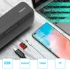 A product shot showing a portable speaker, a smartphone, a laptop, and various accessories, with feature callouts. Produktbild-Vorschau