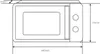 A diagram showing the dimensions of a microwave. Produktbild-Vorschau