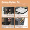 A collage of four images showcasing the features of a kitchen trolley, including storage, food containers, adjustable shelves, and a pet snack rack. Anteprima dell’immagine prodotto