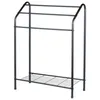 A black metal towel rack with three bars and a lower shelf. Anteprima dell’immagine prodotto