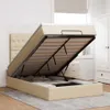 vidaXL Letto ottomano con materasso e LED in tessuto crema Anteprima dell’immagine prodotto 2