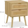 Comodino Relaxdays, set da 2, 2 cassetti, rattan, effetto Anteprima dell’immagine prodotto 4