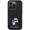 A black iPhone case with a card slot and Karl Lagerfeld and Choupette graphic. Produktbild-Vorschau