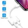 A white adapter connected to a smartphone, with icons and text indicating its functions. Produktbild-Vorschau