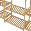 A close-up view of a multi-tiered wooden shelf unit. Anteprima dell’immagine prodotto