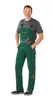 A man is standing and posing for a product photo, wearing green and orange overalls. Produktbild-Vorschau