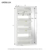 A white shoe cabinet with a mirror and dimensions indicated by measurement lines and numbers. Produktbild-Vorschau