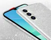 A close-up shot of a silver glitter phone case on a smartphone. Produktbild-Vorschau