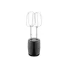A black hand mixer with silver beaters is shown against a white background. Produktbild-Vorschau