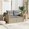 Gartensofa mit Kissen 2-Sitzer Beige Poly Rattan Produktbild-Vorschau 3