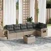 7-tlg. Garten-Sofagarnitur mit Kissen Hellgrau Poly Rattan Produktbild-Vorschau 2