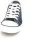 A close-up view of a blue canvas sneaker with white laces against a white background. Produktbild-Vorschau