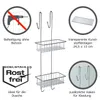 A product image with multiple callouts and text descriptions highlighting features of a shower caddy. Produktbild-Vorschau