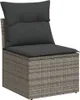 10-tlg. Garten-Sofagarnitur mit Kissen Grau Poly Rattan Produktbild-Vorschau 4