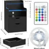 Nachttisch LED mit Steckdose,Nightstand mit 2 Schubladen Produktbild-Vorschau 4
