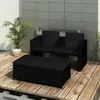 3-tlg. Garten-Lounge-Set mit Auflagen Poly Rattan Schwarz Produktbild-Vorschau 2