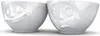 Two white ceramic bowls with facial expressions, one happy and one sad, are shown against a white background. Anteprima dell’immagine prodotto