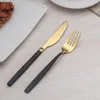 30 Stück Titan Schwarz Besteck Set | Schwarz-Gold Design | Produktbild-Vorschau 5