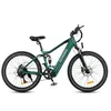 A green electric mountain bike is shown against a white background. Produktbild-Vorschau