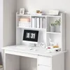 A white computer desk with a hutch filled with books and decorative items. Náhľad obrázku produktu