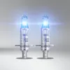 Two car headlight bulbs with blue light emitting from them, set against a plain gray background. Náhľad obrázku produktu