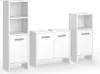 A set of three white bathroom cabinets against a white background. Voir les images du produit