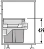 A technical drawing of a waste bin system with dimensions. Produktbild-Vorschau