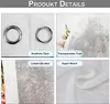 A collage of four images showcasing details of outdoor curtains, including grommets, transparent fabric, linen texture, and softness. Podgląd zdjęcia produktu