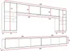 Diagram showing dimensions of a modular living room furniture set. Produktbild-Vorschau