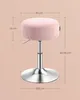 A pink velvet stool with measurements indicated. Náhled obrázku produktu