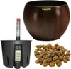 A set of items for planting, including a decorative pot, an inner pot with a water level indicator, and a pile of expanded clay. Produktbild-Vorschau