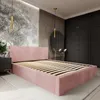 A bedroom scene with a pink upholstered bed frame as the main focus. Náhľad obrázku produktu