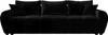 A black sofa with multiple cushions against a white background. Voir les images du produit