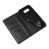 An open black leather flip case for a smartphone, showing the interior card slots and the phone holder. Produktbild-Vorschau