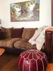 Pouf marocchino in vera pelle - bordeaux - fatto a mano - Anteprima dell’immagine prodotto 4