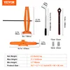 Diagram showing dimensions and specifications of a VEVOR scissor jack and its accessories. Podgląd zdjęcia produktu
