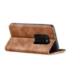 A brown flip case for a smartphone, shown from the side with the case open. Produktbild-Vorschau