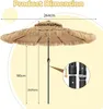 KOMFOTTEU Hawajski parasol z oświetleniem, uchylny parasol Podgląd zdjęcia produktu 7