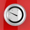 A close-up of a thermometer on a red background. Produktbild-Vorschau