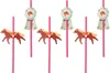Papierstrohhalme 19cm mit Pferde Topper 6er Set Pink / Produktbild-Vorschau 1