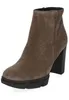 A single brown suede ankle boot with a thick heel and platform sole is shown against a white background. Produktbild-Vorschau
