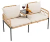 COSTWAY Gartenbank mit Tisch, Polyrattan Bank mit Kissen, Produktbild-Vorschau 1