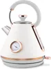 A white electric kettle with rose gold accents and a built-in thermometer. Produktbild-Vorschau