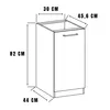 A line drawing diagram of a kitchen cabinet with dimensions indicated. Produktbild-Vorschau