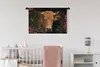 MuchoWow® Wandteppich Wandbehang Kuh - Blumen - Tiere - Produktbild-Vorschau 2